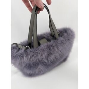 Lavender FUZZY Purse French Connection With Grey Faux Leather Strap
